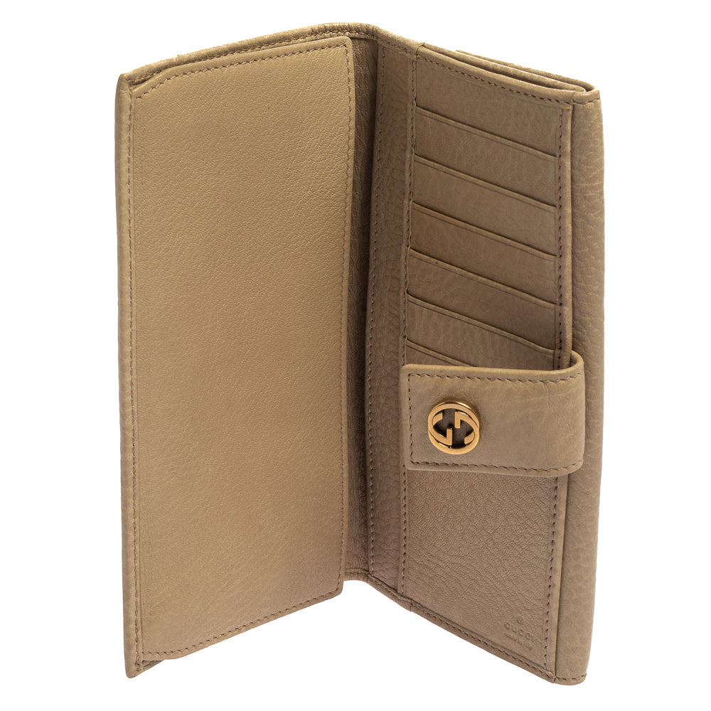 Gucci Beige Leather Interlocking G Continental Wallet