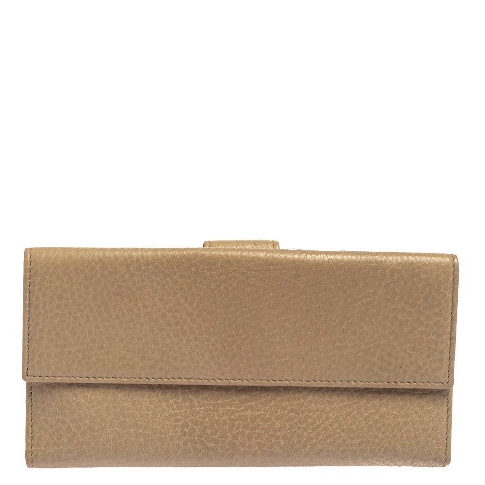 Gucci Beige Leather Interlocking G Continental Wallet