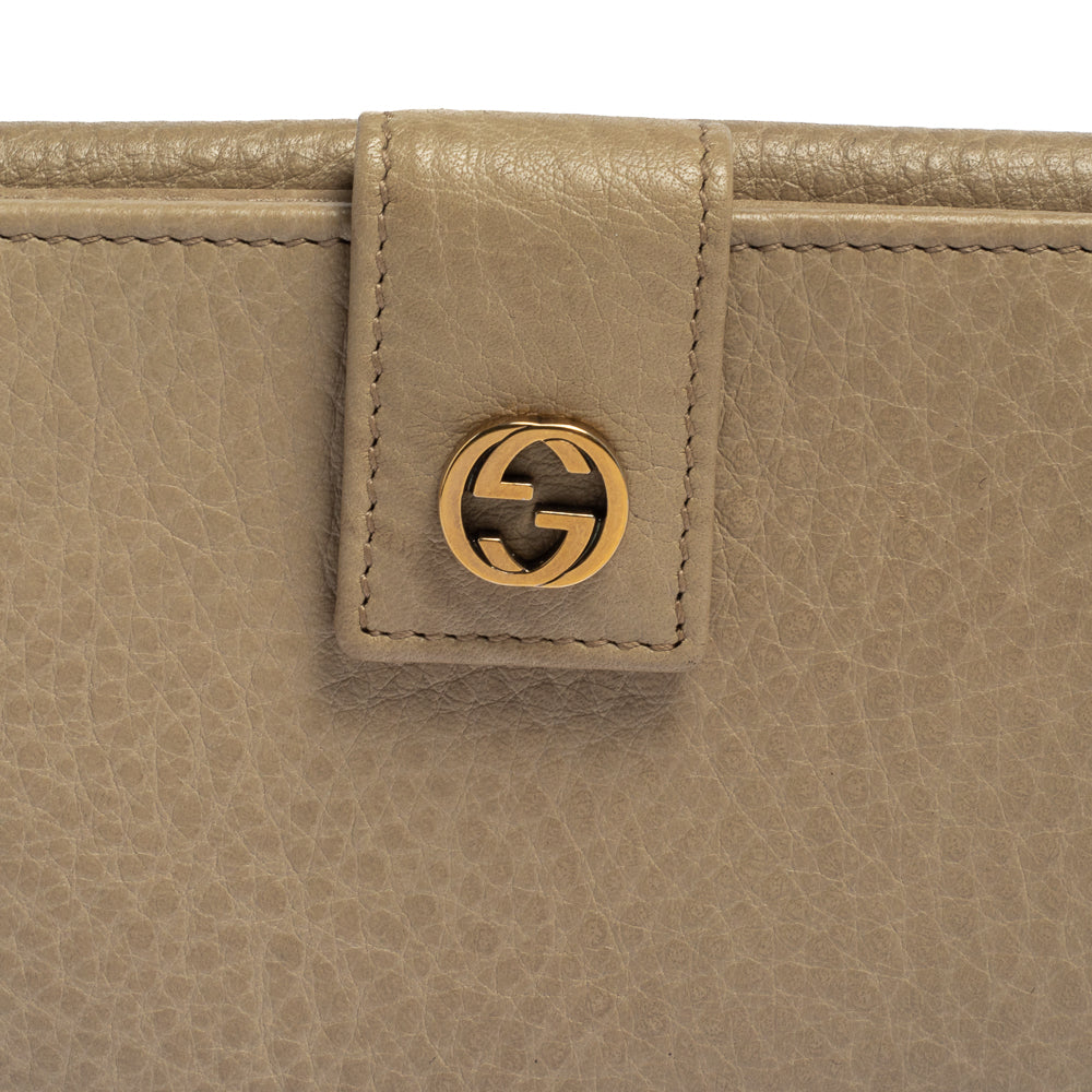 Gucci Beige Leather Interlocking G Continental Wallet