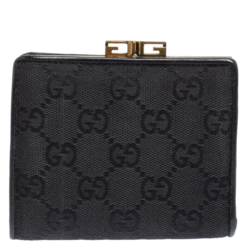 Gucci Black GG Canvas French Wallet