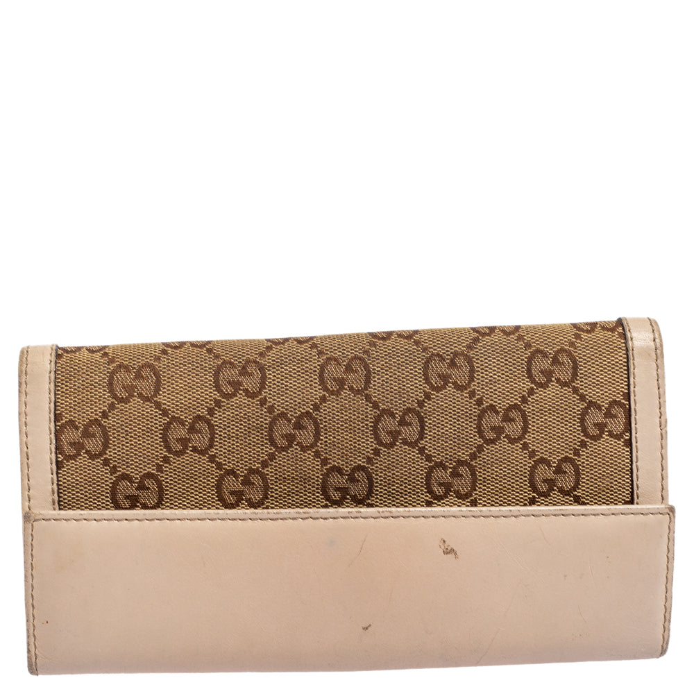 Gucci Beige/Ivory GG Canvas and Leather Continental Wallet