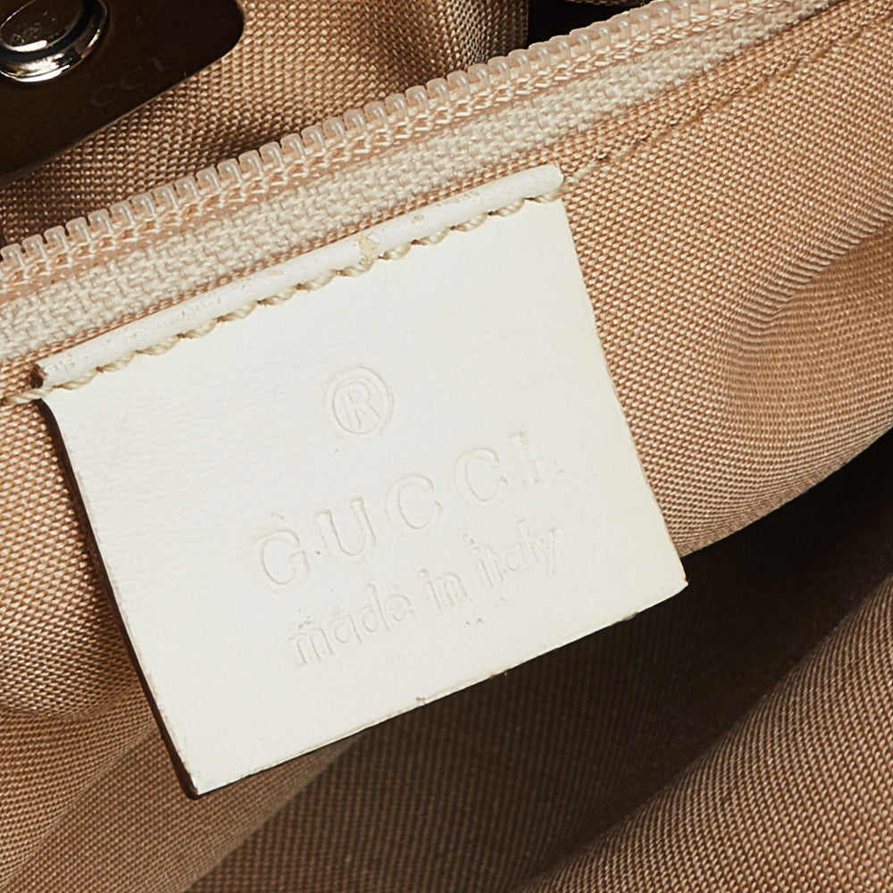 Gucci Off White GG Canvas and Leather Double Pocket Tote