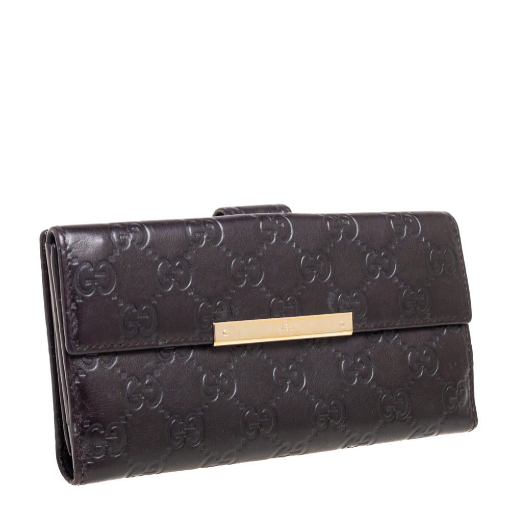 Gucci Dark Brown Guccissima Leather Flap Continental Wallet