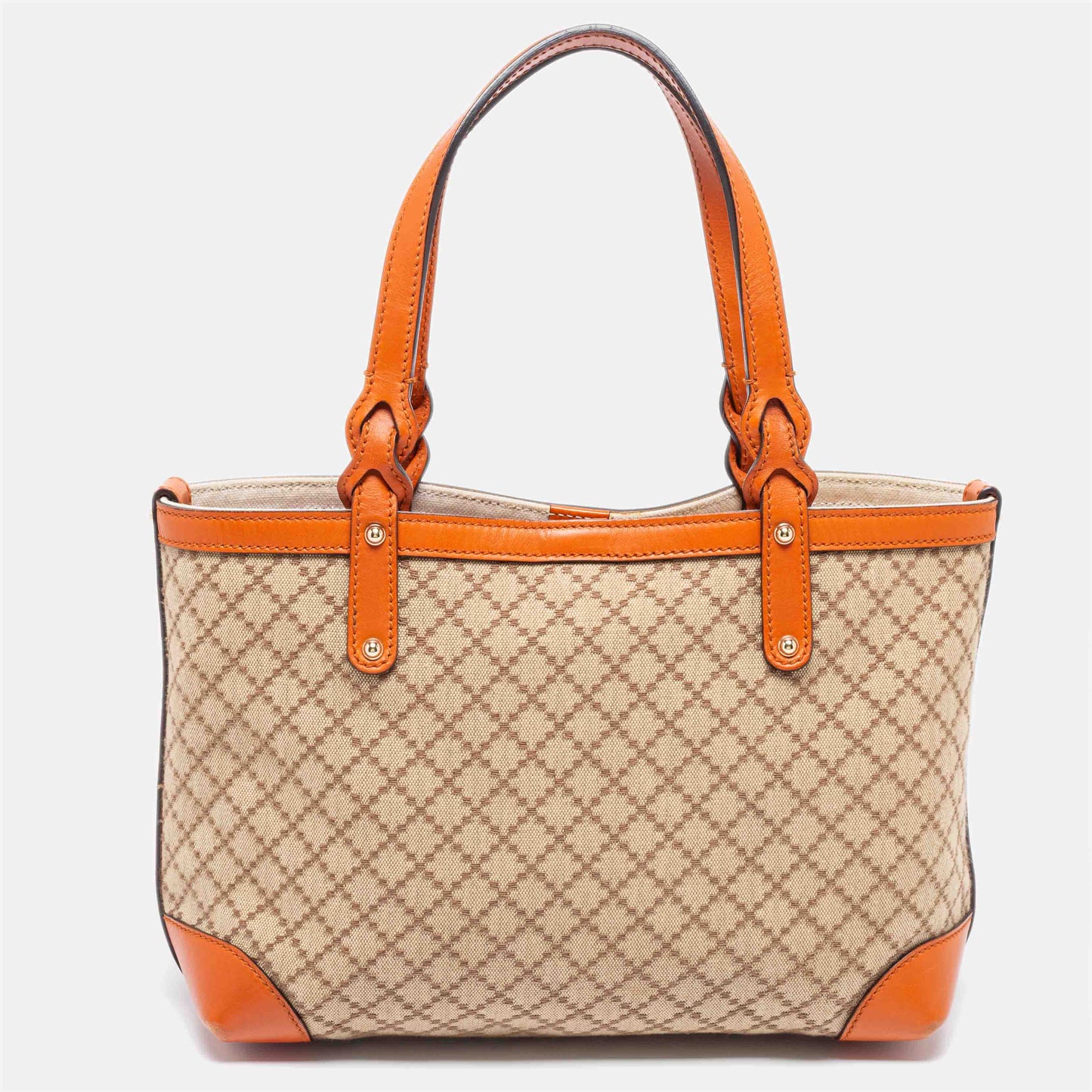 Gucci Orange/Beige Diamante Canvas and Leather Small Craft Tote