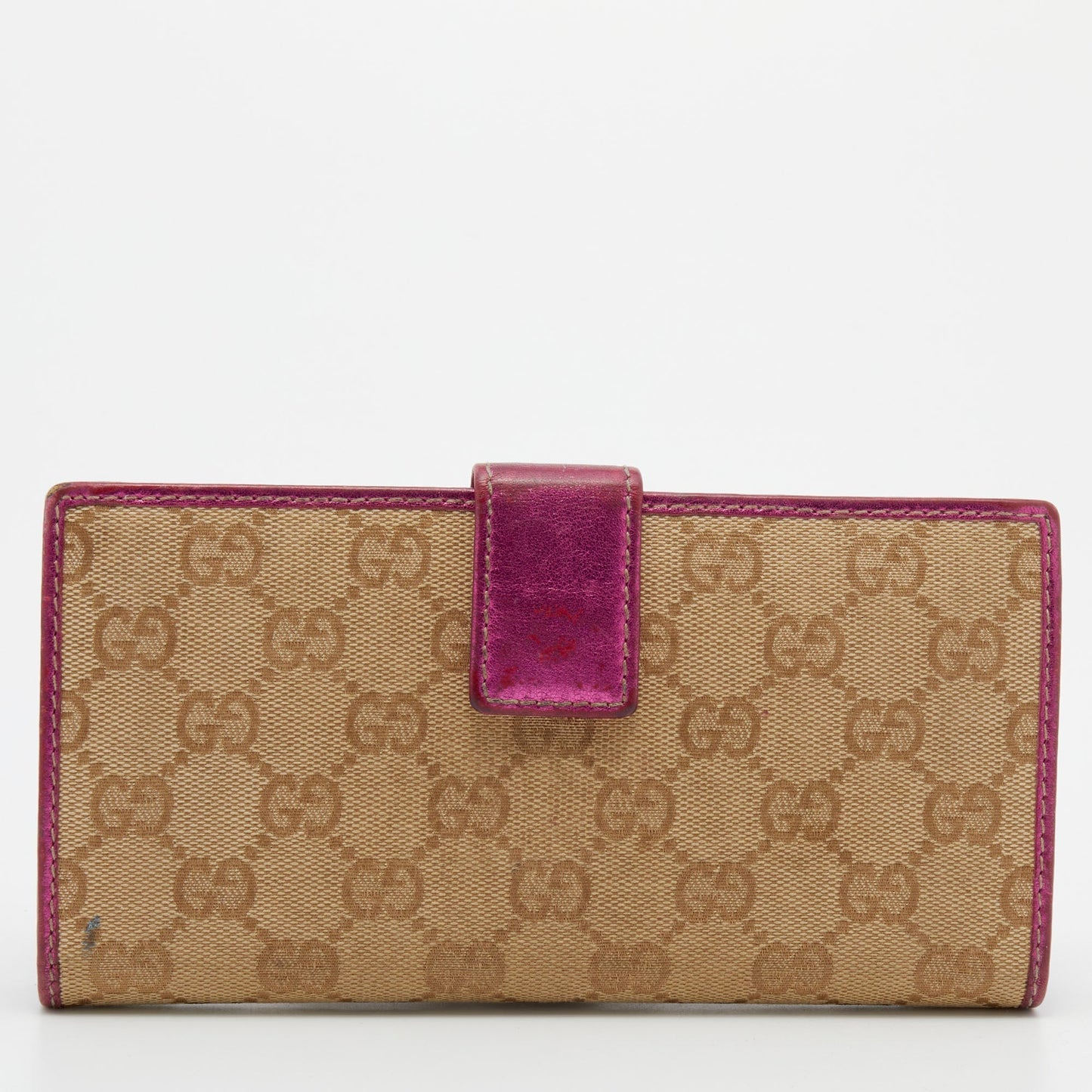 Gucci Beige/Pink GG Canvas and Leather Britt Continental Wallet