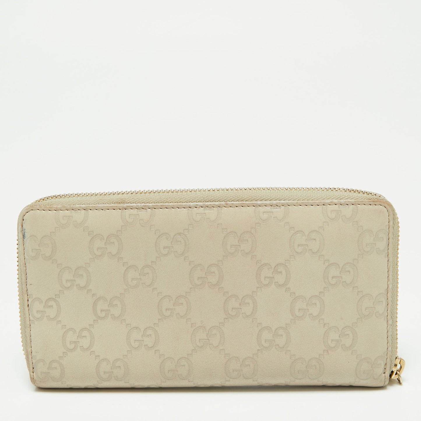 Gucci Beige Guccissima Leather Zip Around Wallet