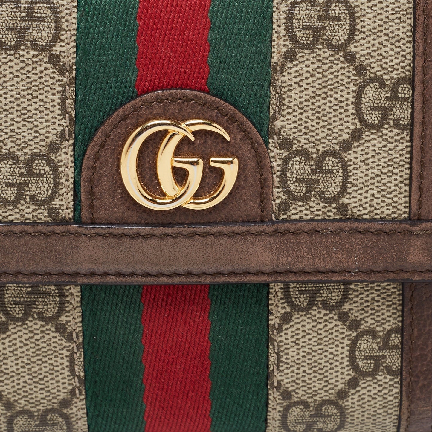 Gucci Brown/Beige GG Supreme Canvas and Leather Ophidia French Wallet