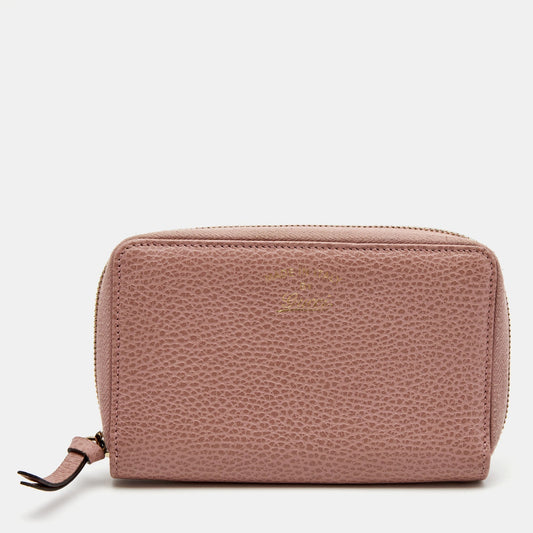 Gucci Pink Leather Swing Zip Around Wallet