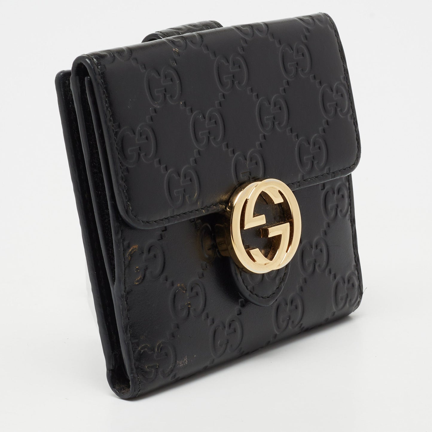 Gucci Black Guccissima Leather GG Icon Wallet