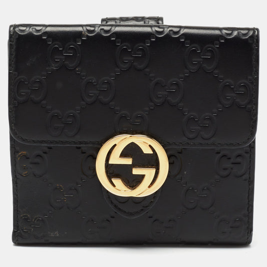 Gucci Black Guccissima Leather GG Icon Wallet