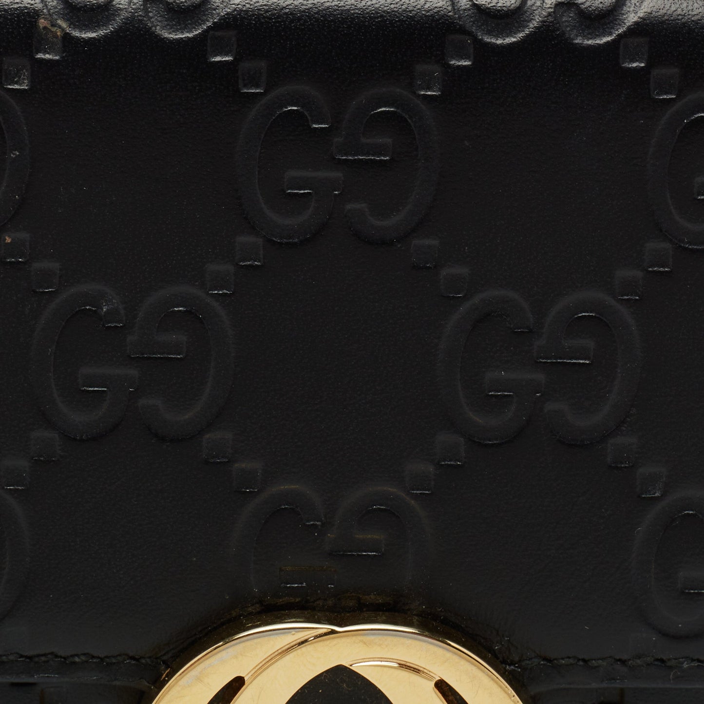 Gucci Black Guccissima Leather GG Icon Wallet