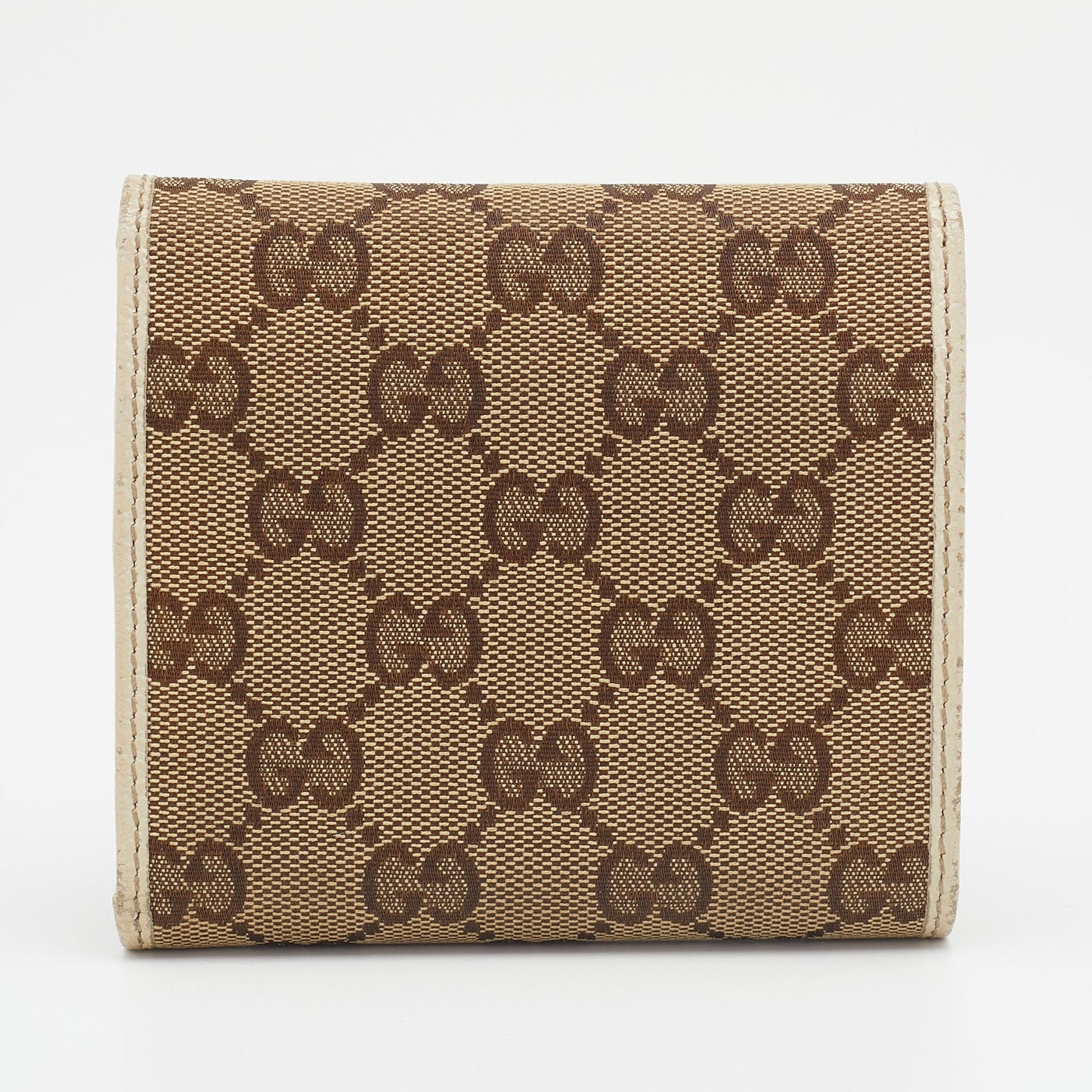 Gucci Beige/Off White GG Canvas And Leather Princy Compact Trifold Wallet