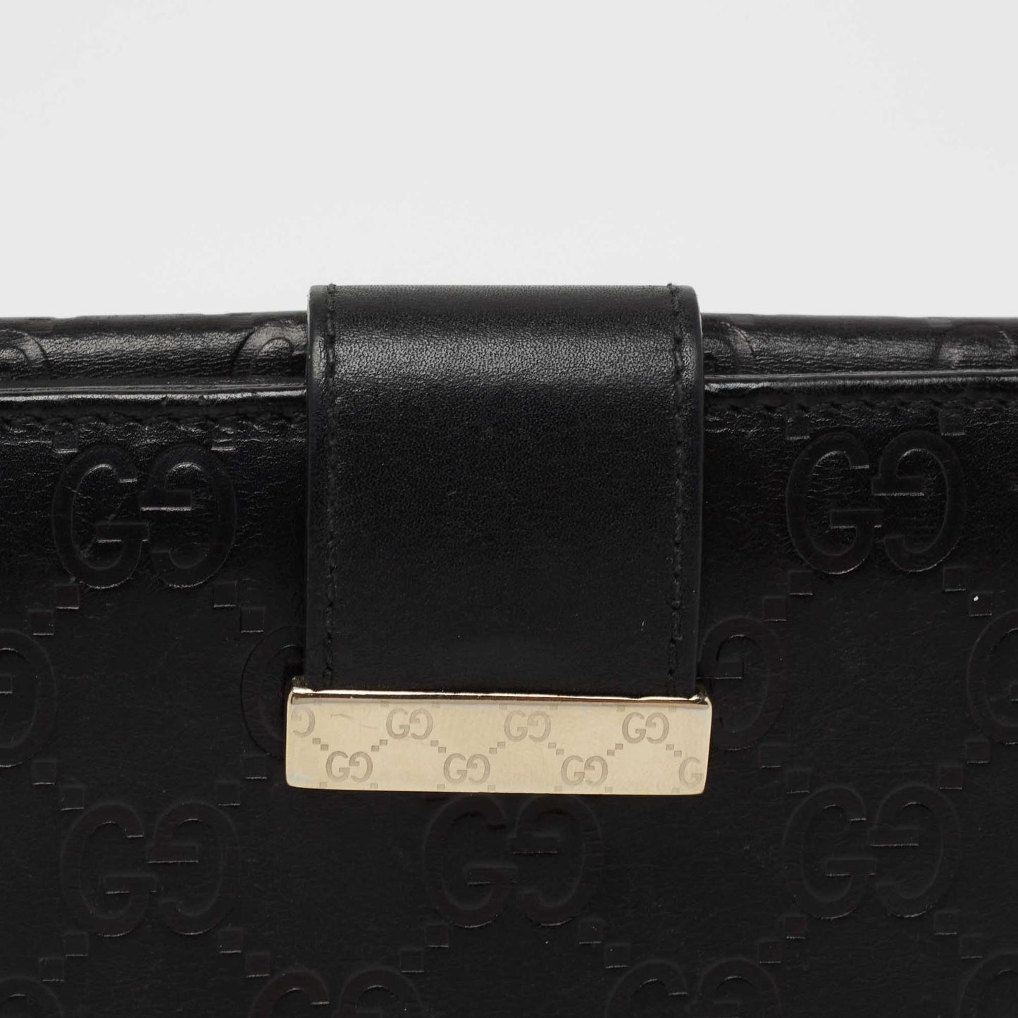 Gucci Black GG Guccissima Leather Flap Continental Wallet