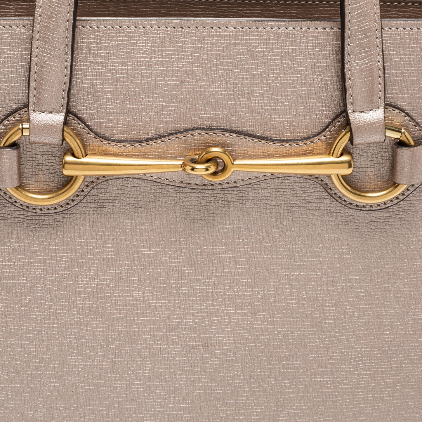 Gucci Metallic Beige Leather Bright Bit Tote