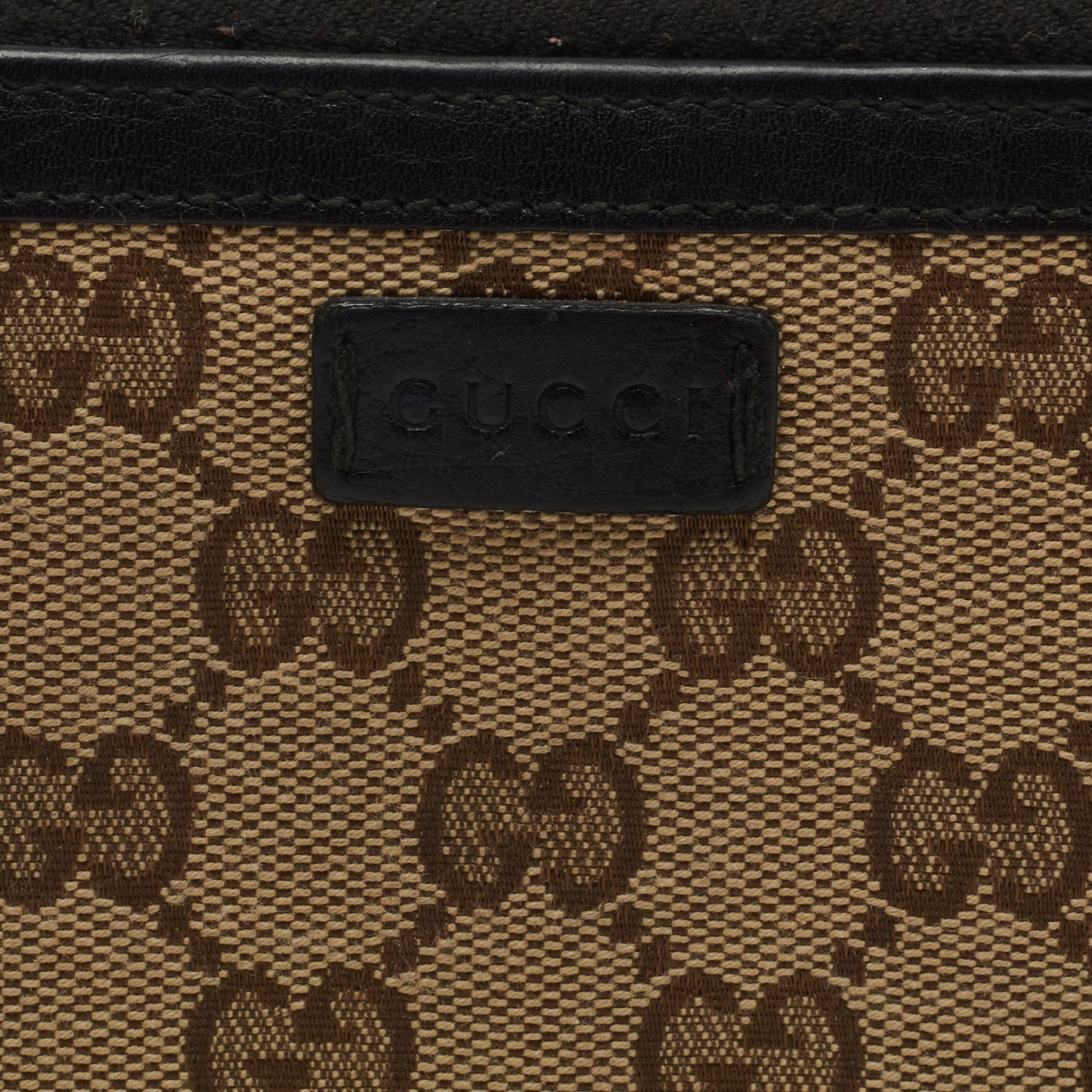 Gucci Beige/Black GG Canvas and Leather Zip Around Continental Wallet