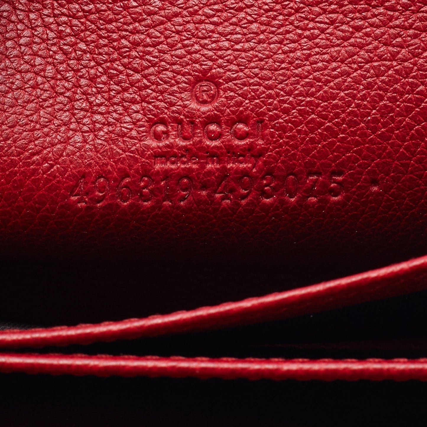 Gucci Red Leather Logo Print Zip Compact Wallet