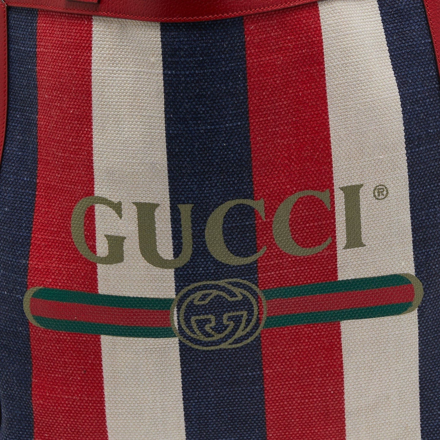 Gucci Multicolor Canvas and Leather Striped Logo Tote