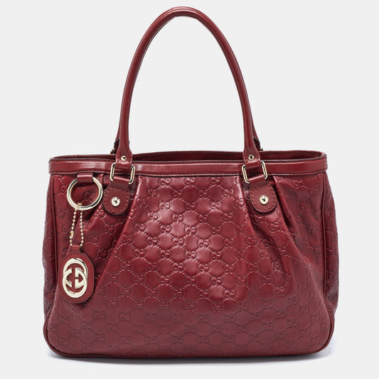 Gucci Red Guccissima Leather Sukey Tote