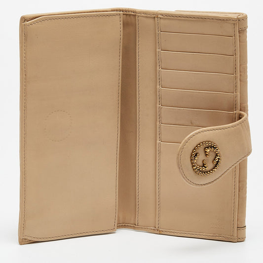 GUCCI Beige ssima Leather Continental Wallet