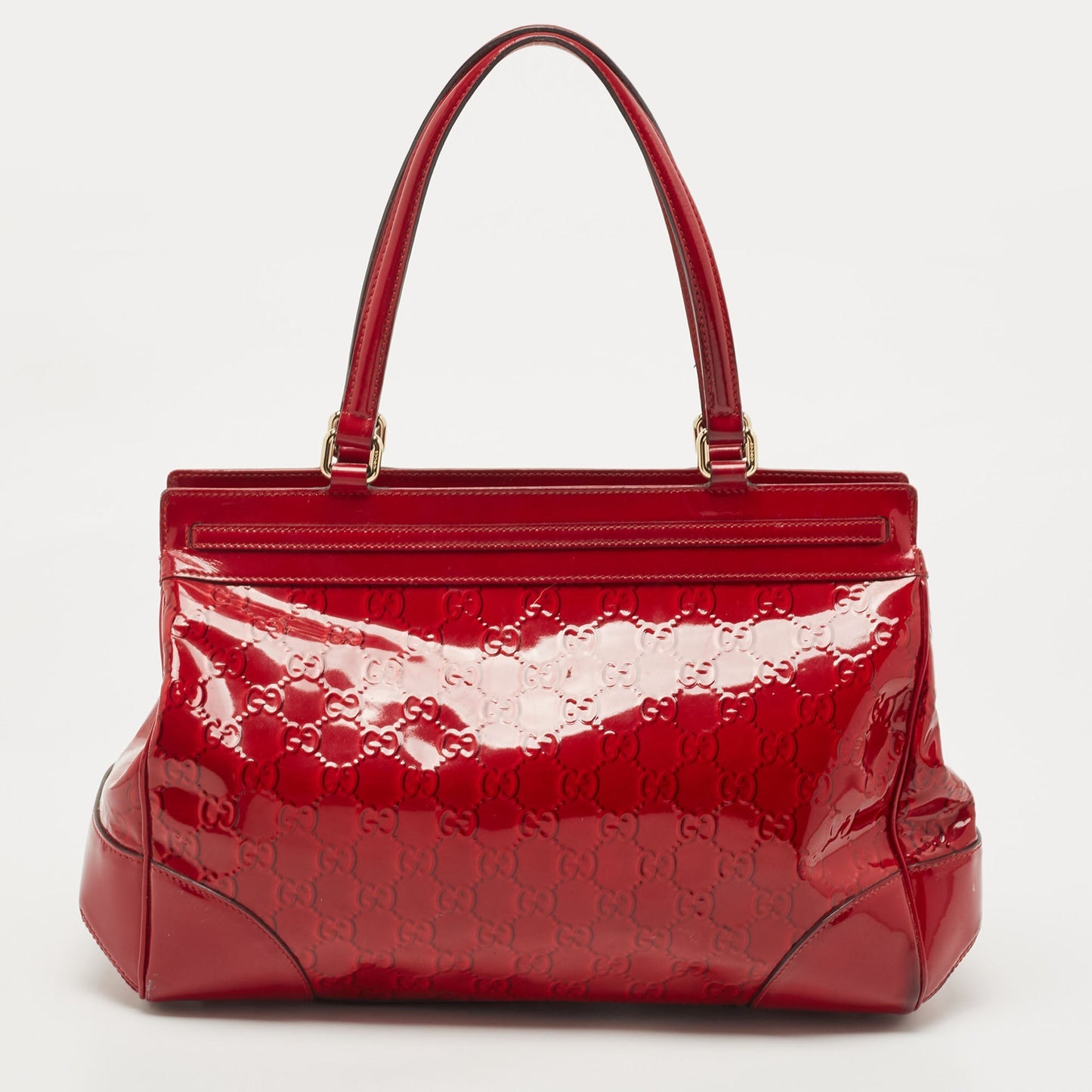 GUCCI Red ssima Patent Leather Mayfair Bow Tote