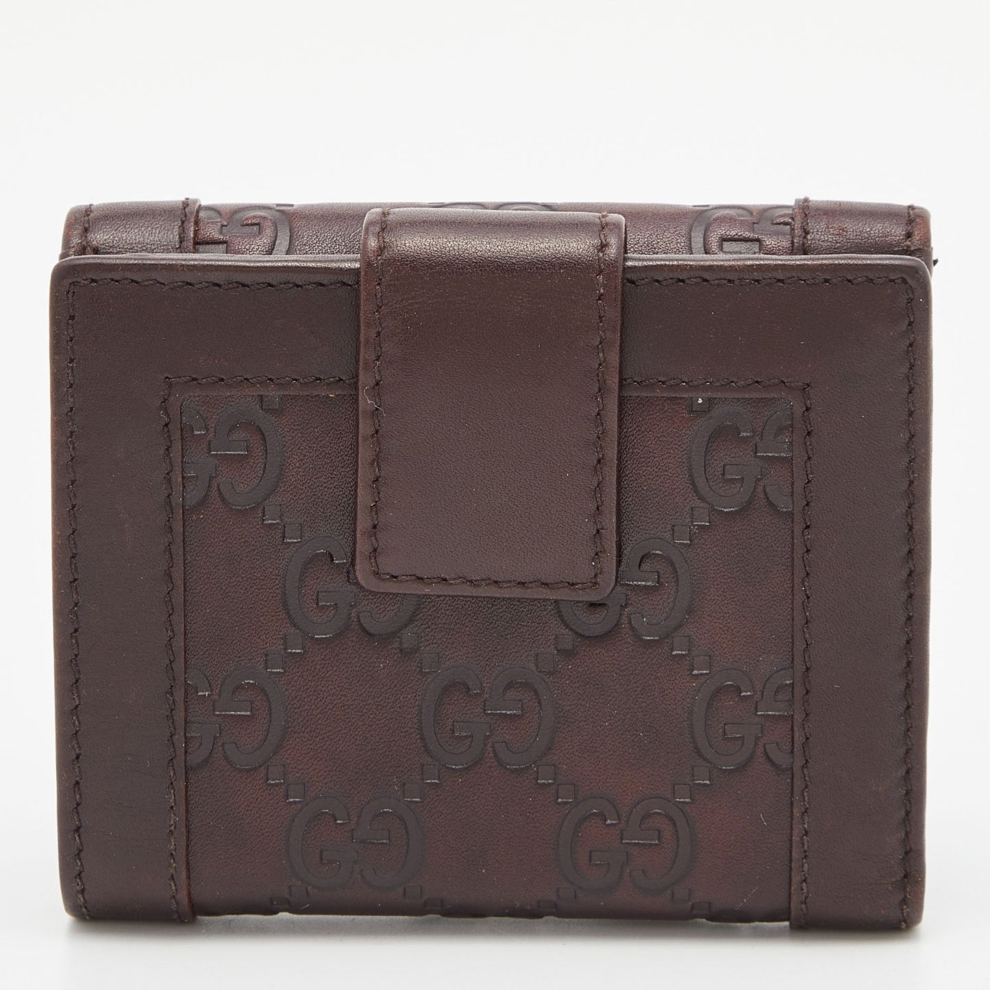 GUCCI Brown ssima Leather French Wallet