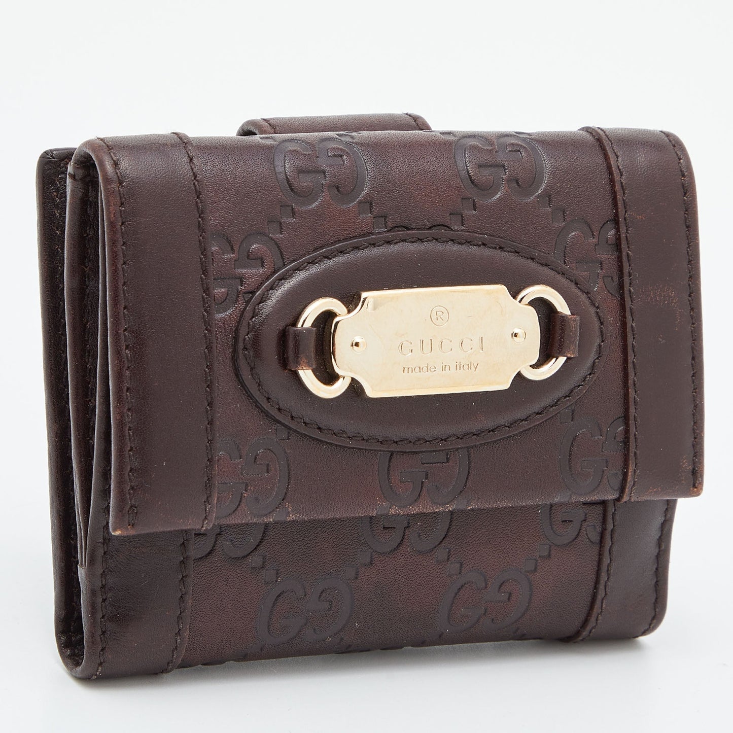 GUCCI Brown ssima Leather French Wallet