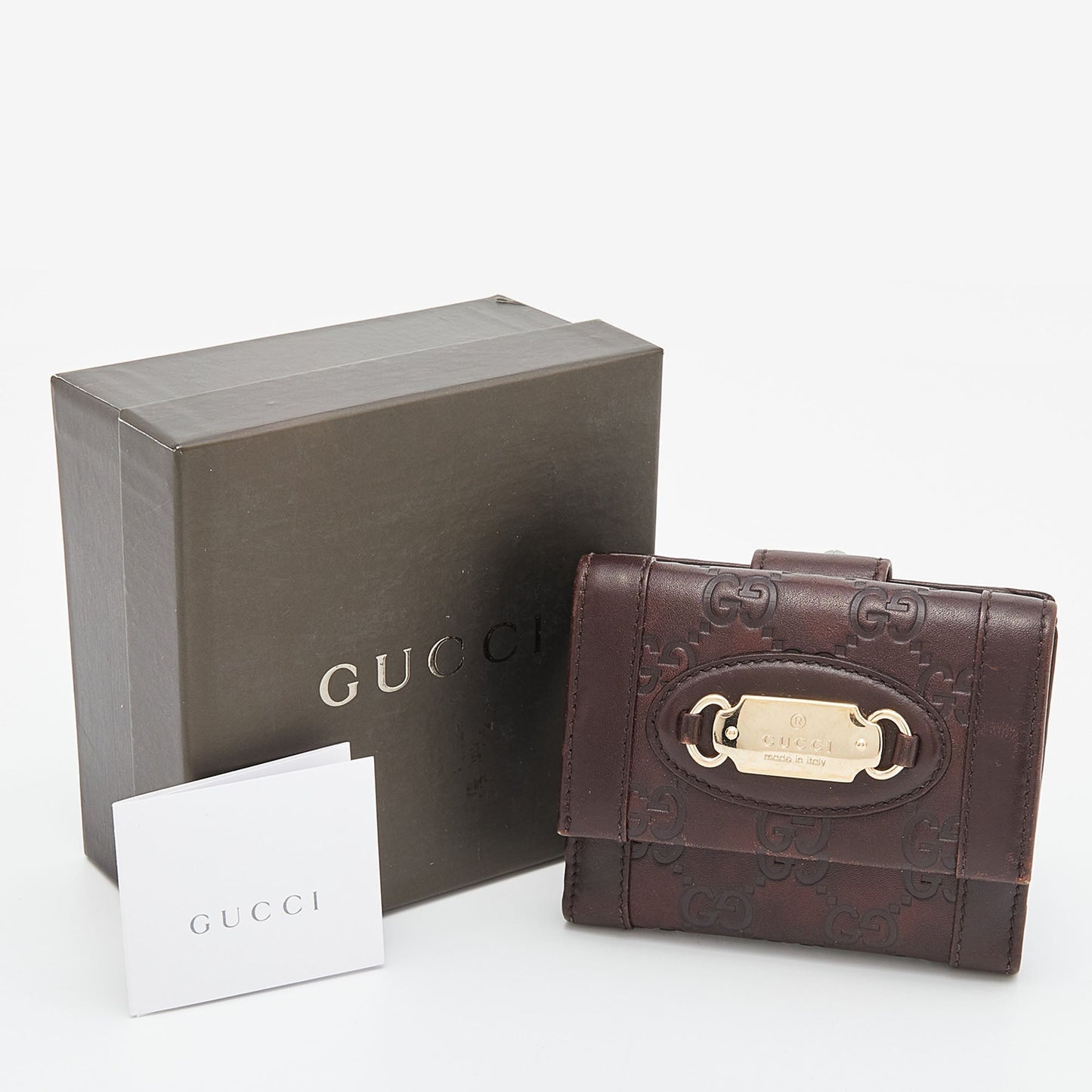 GUCCI Brown ssima Leather French Wallet