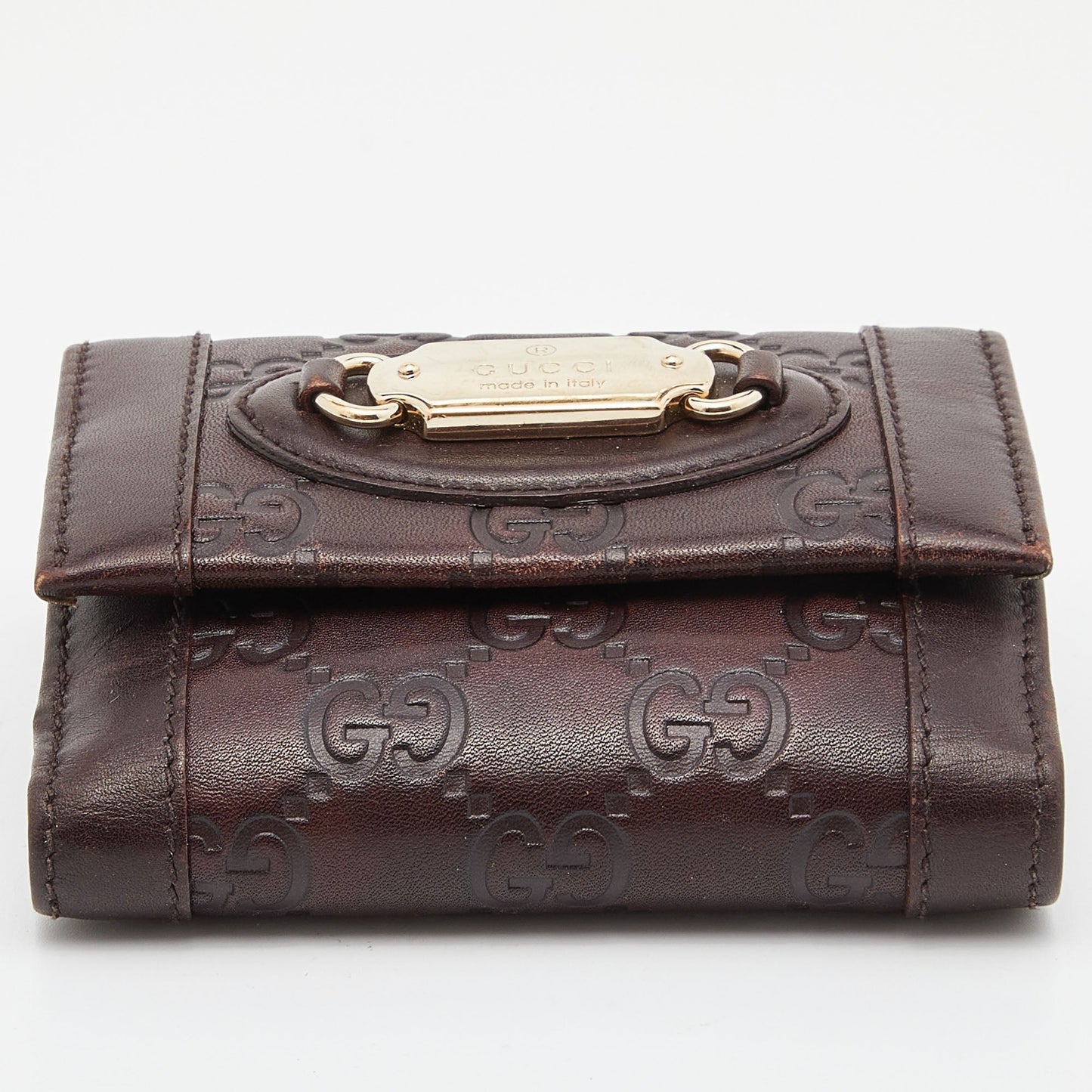 GUCCI Brown ssima Leather French Wallet