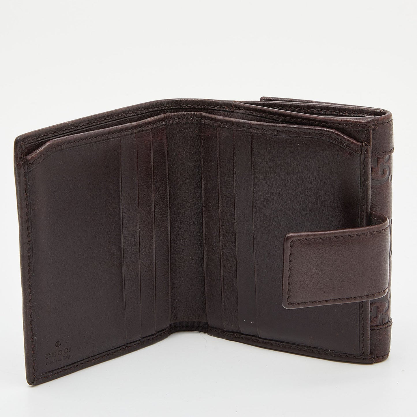 GUCCI Brown ssima Leather French Wallet