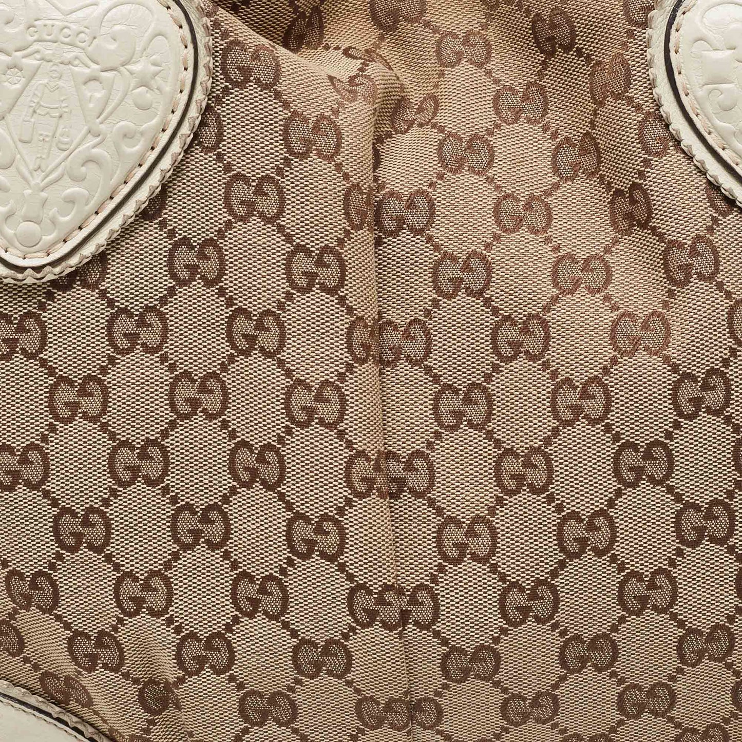 GUCCI Off White/Beige GG Canvas and Leather Tribeca Tote