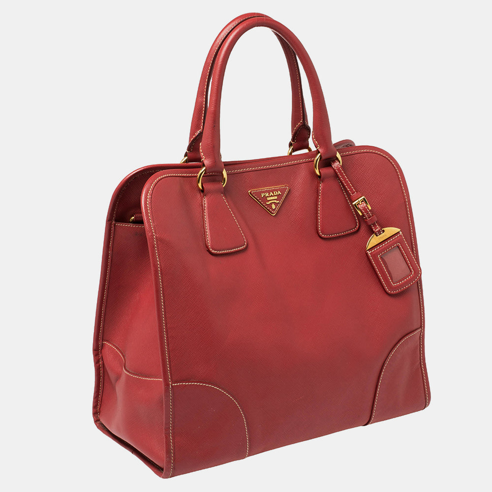 Prada Red Saffiano Lux Leather Tote