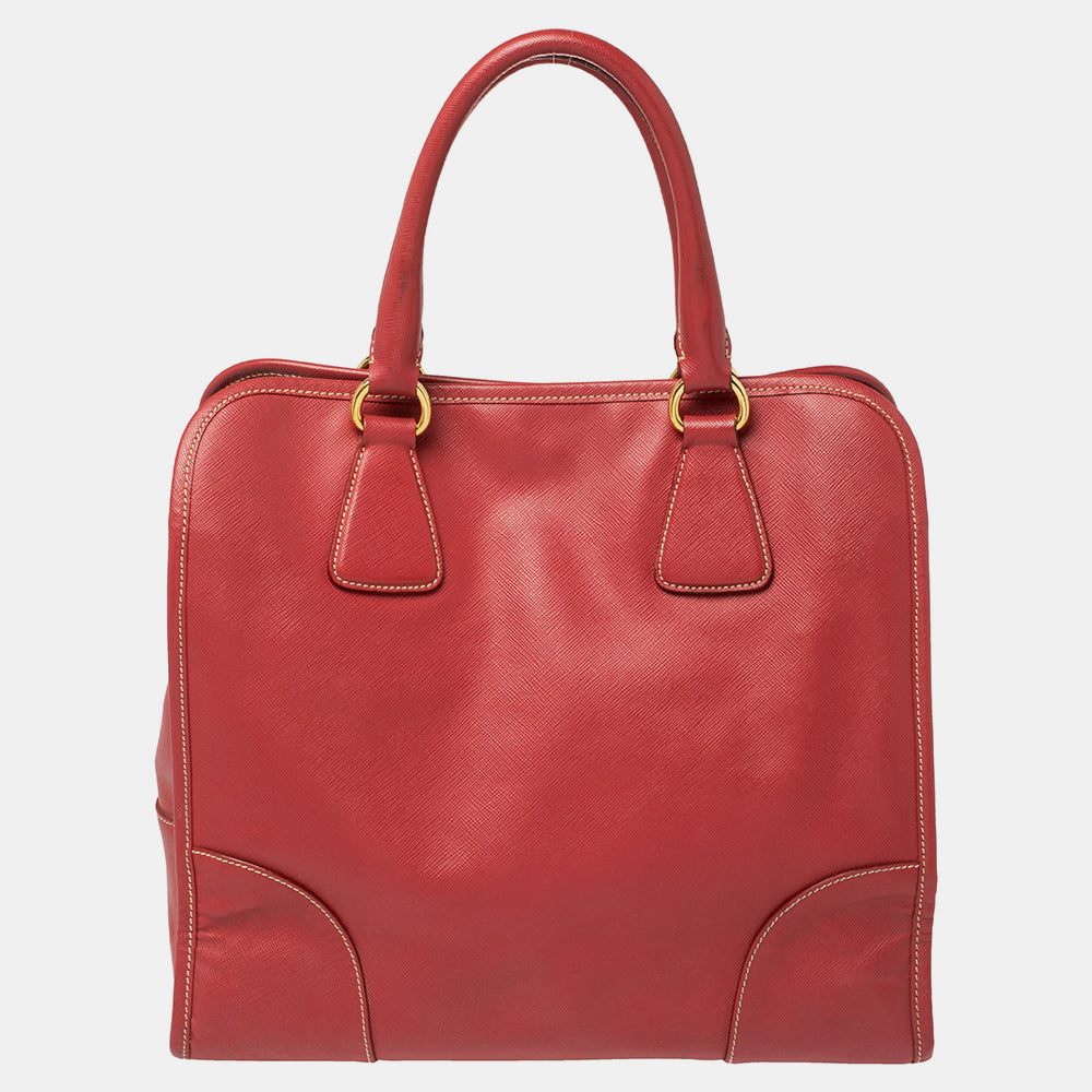 Prada Red Saffiano Lux Leather Tote