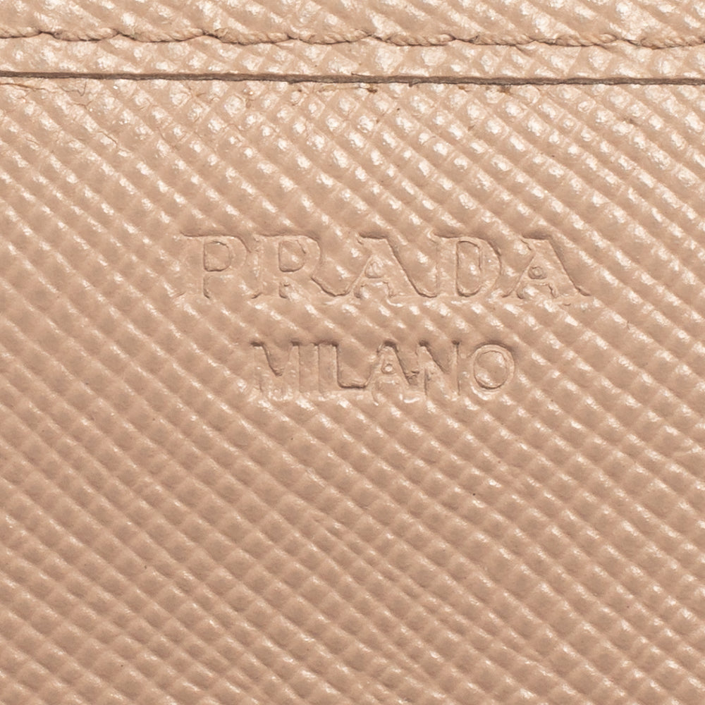 Prada Beige Saffiano Lux Leather Flap Continental Wallet