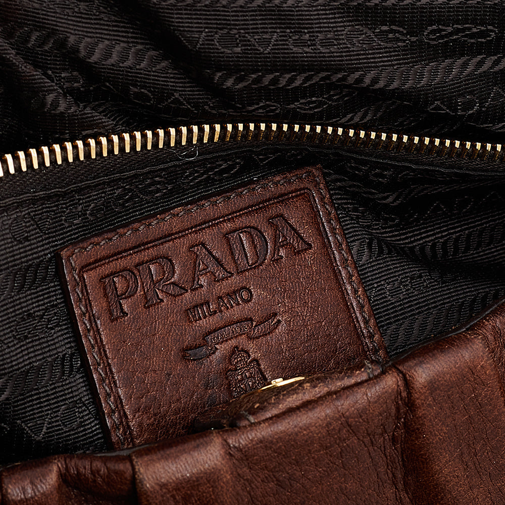 Prada Brown Leather Dragon Satchel