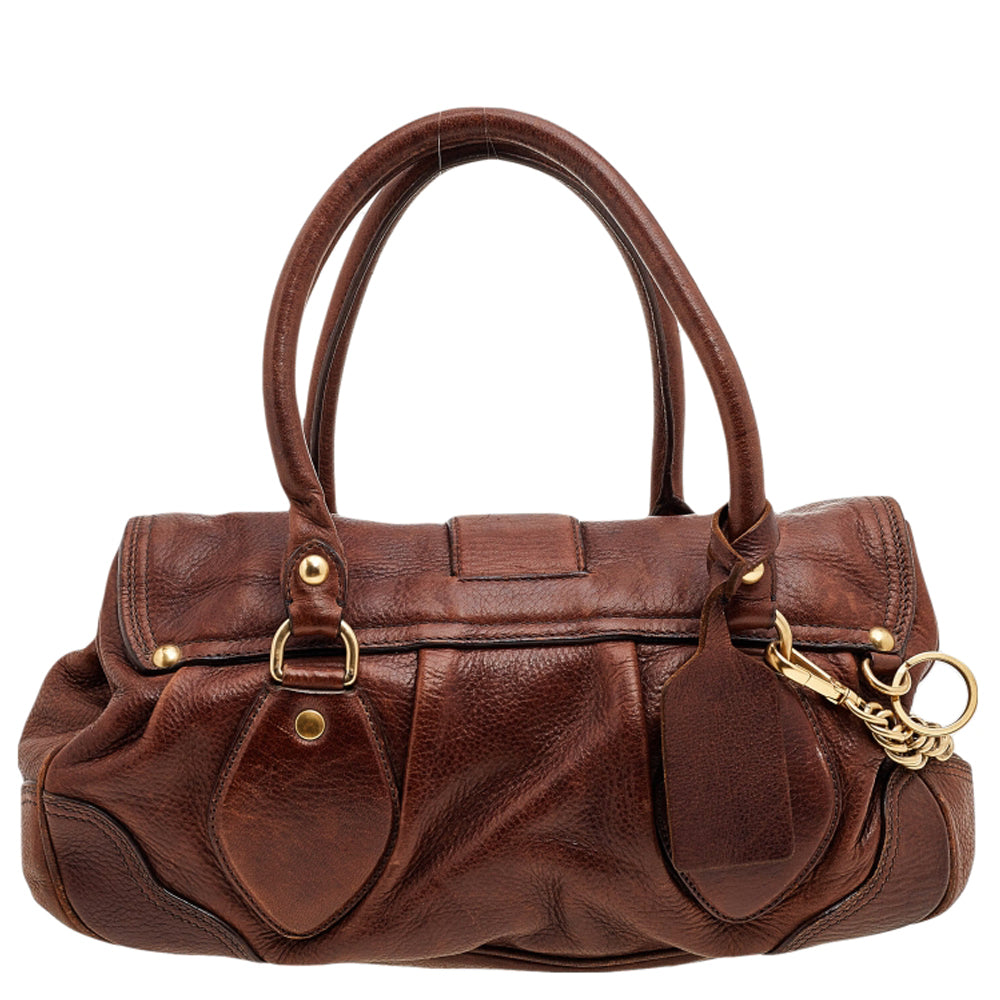 Prada Brown Leather Dragon Satchel