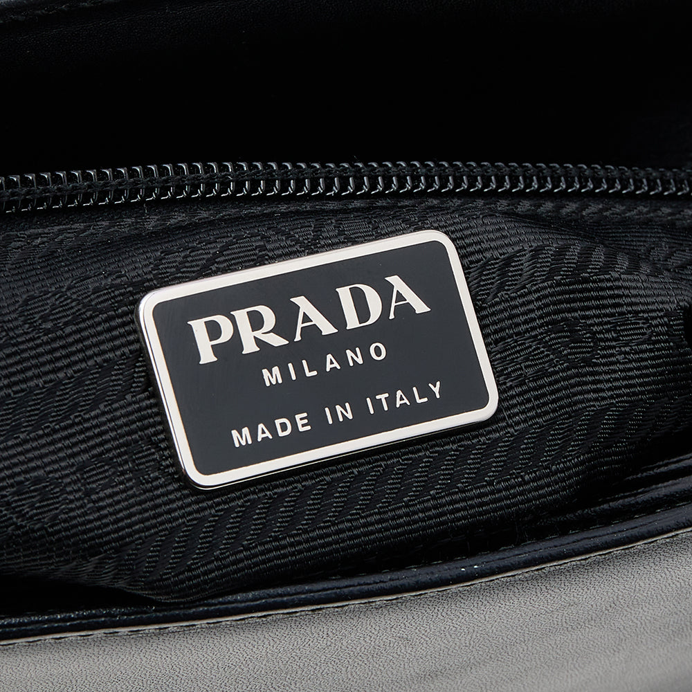 Prada Black Leather Acrylic Handle Tote