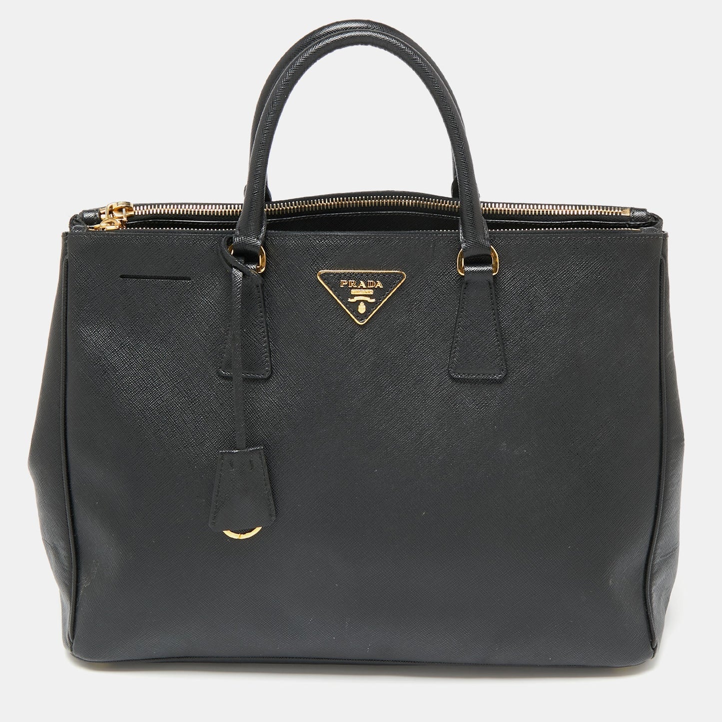 Prada Black Saffiano Leather Large Galleria Double Zip Tote