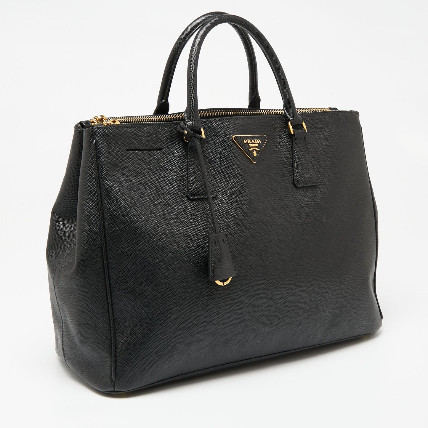 Prada Black Saffiano Leather Large Galleria Double Zip Tote