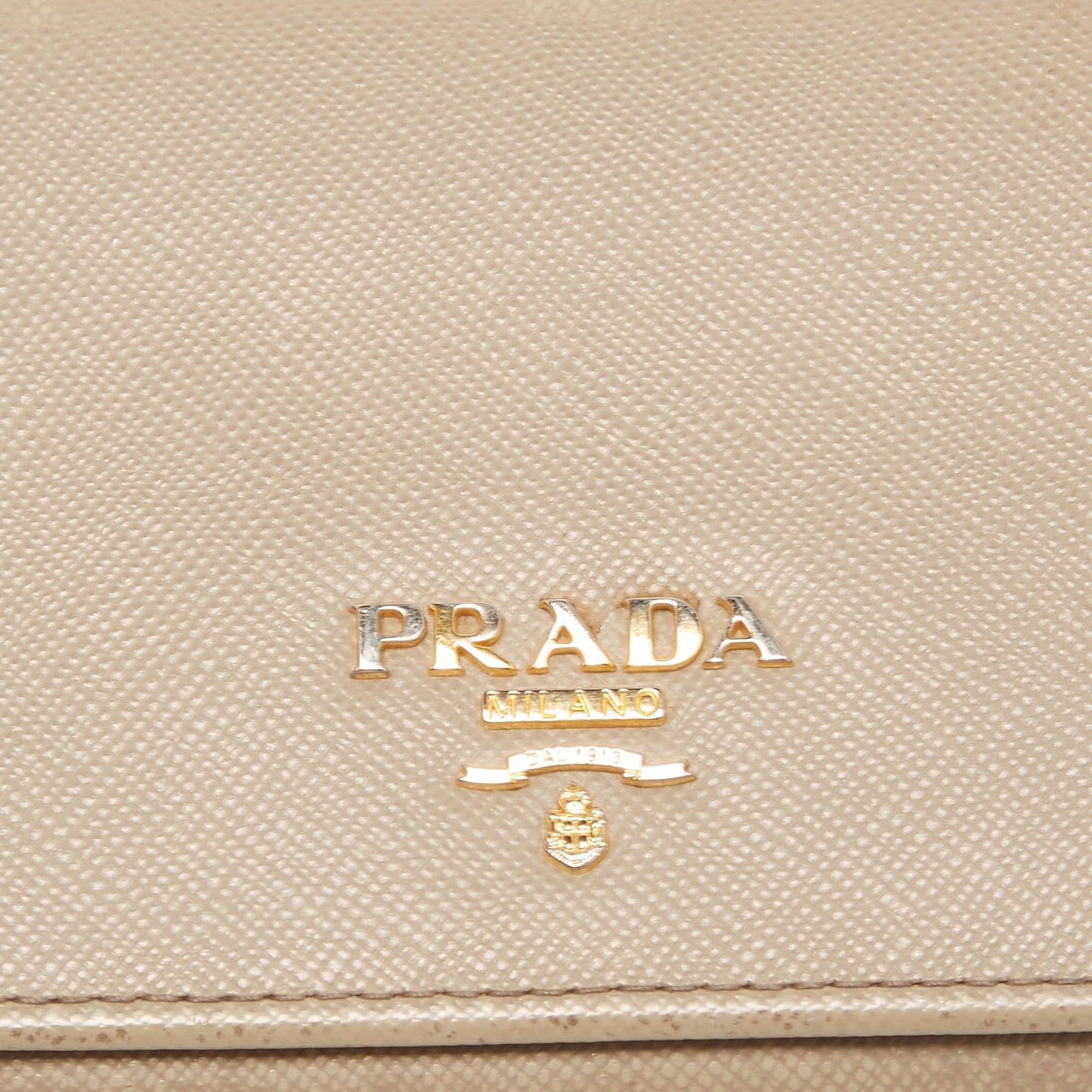 PRADA Dark Beige Saffiano Leather Flap Continental Wallet