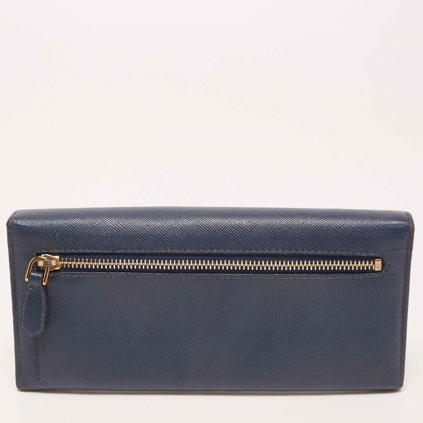 PRADA Blue Saffiano Leather Continental Wallet