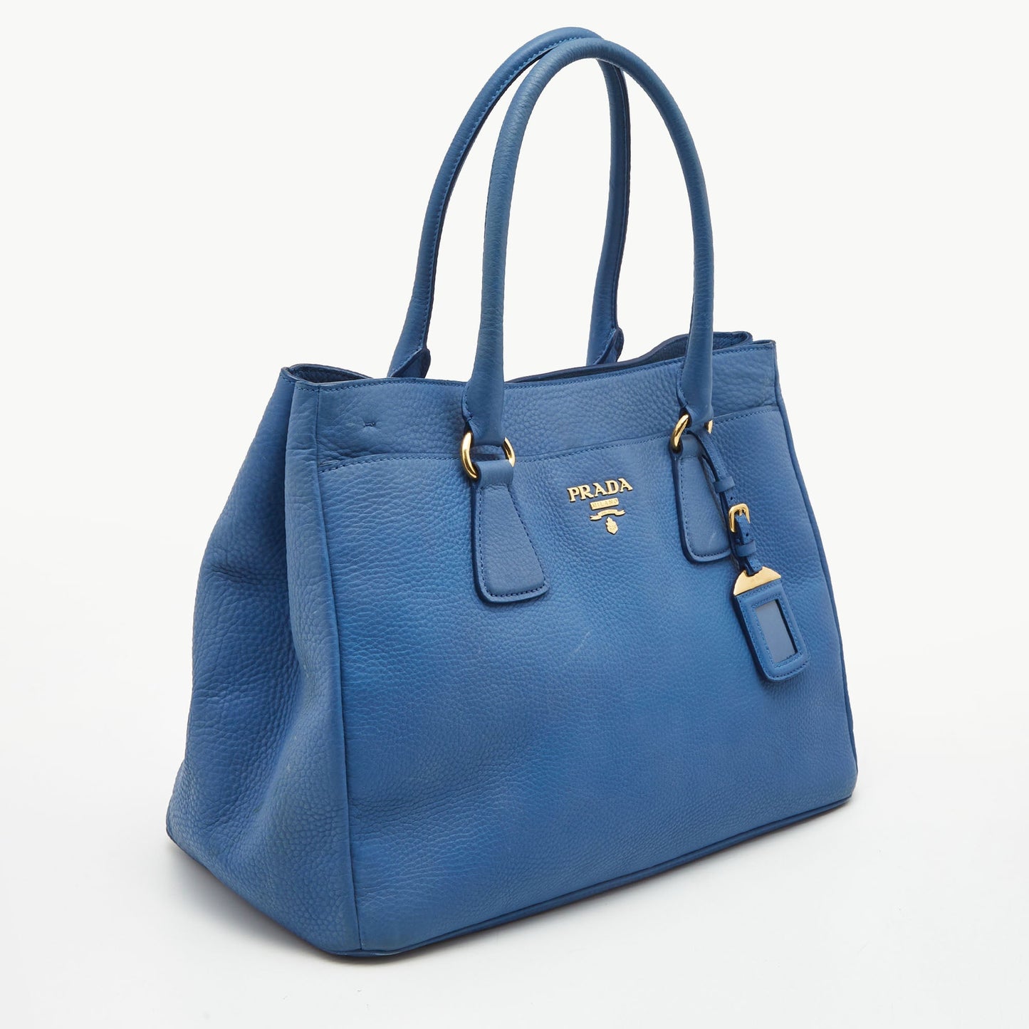 Prada Light Blue Vitello Daino Leather Tote