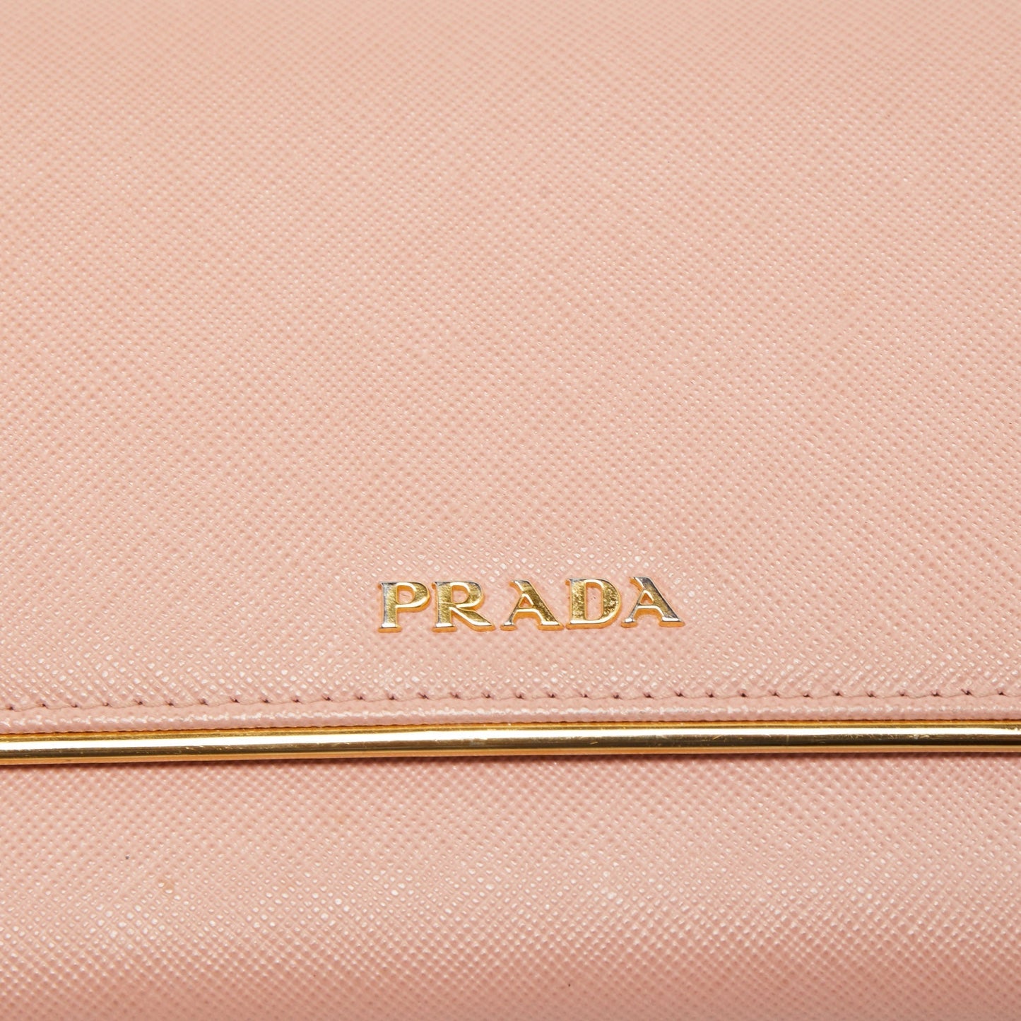 PRADA Pink Saffiano Lux Leather Metal Bar Flap Continental Wallet