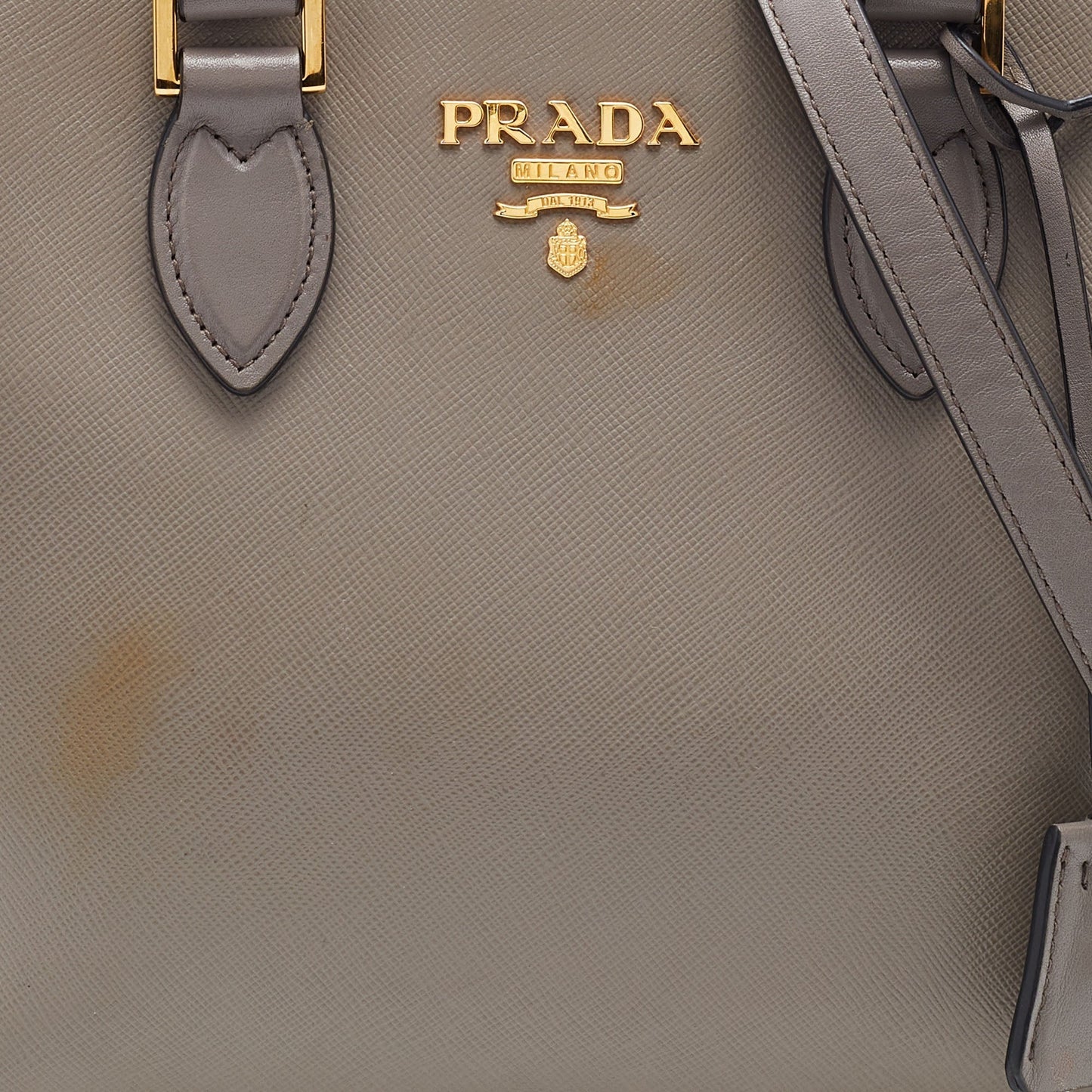 PRADA Grey Saffiano Lux/Soft Leather Convertible Tote