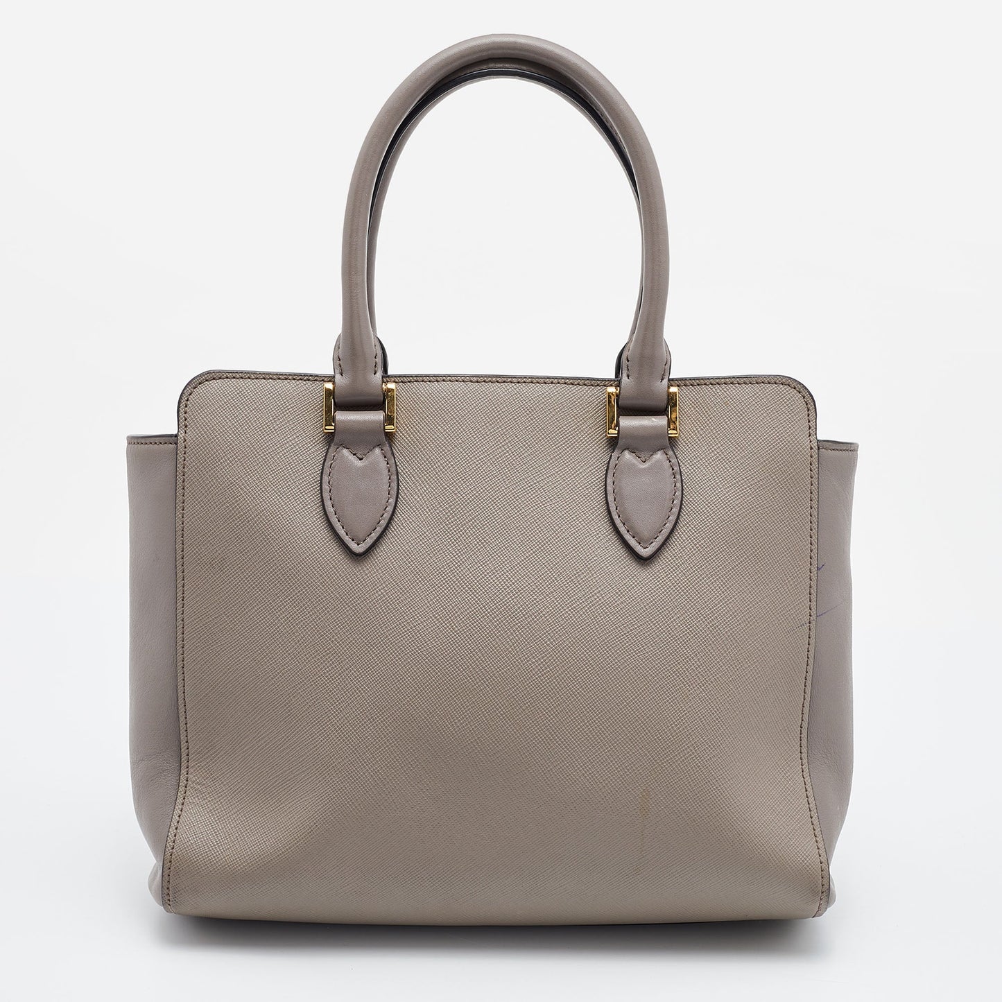 PRADA Grey Saffiano Lux/Soft Leather Convertible Tote