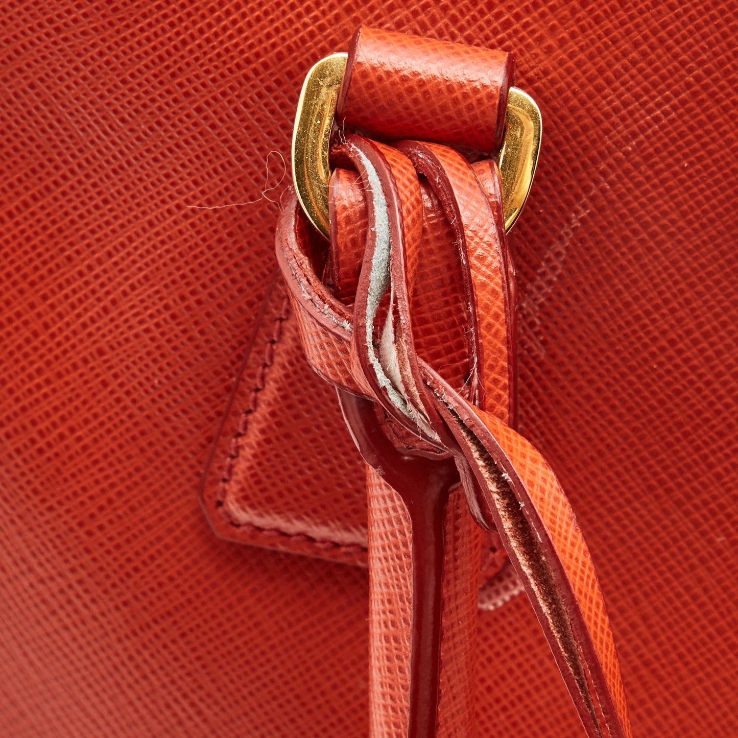 PRADA Red Saffiano Lux Leather Mini Double Zip Tote