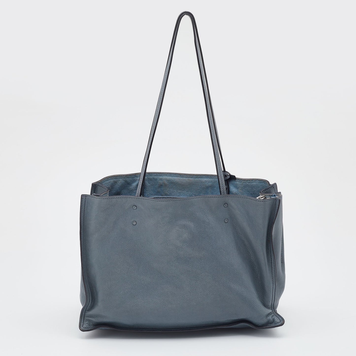 PRADA Light Blue Leather Etiquette Tote