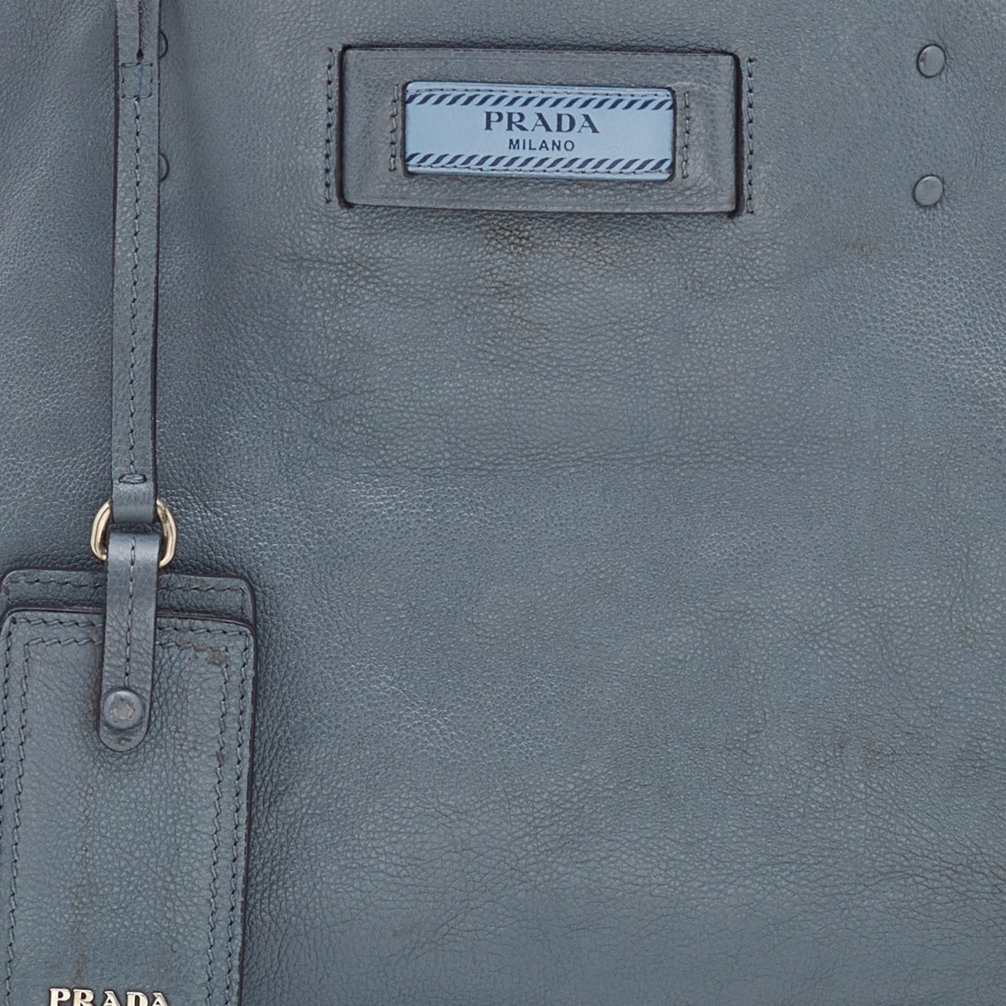 PRADA Light Blue Leather Etiquette Tote