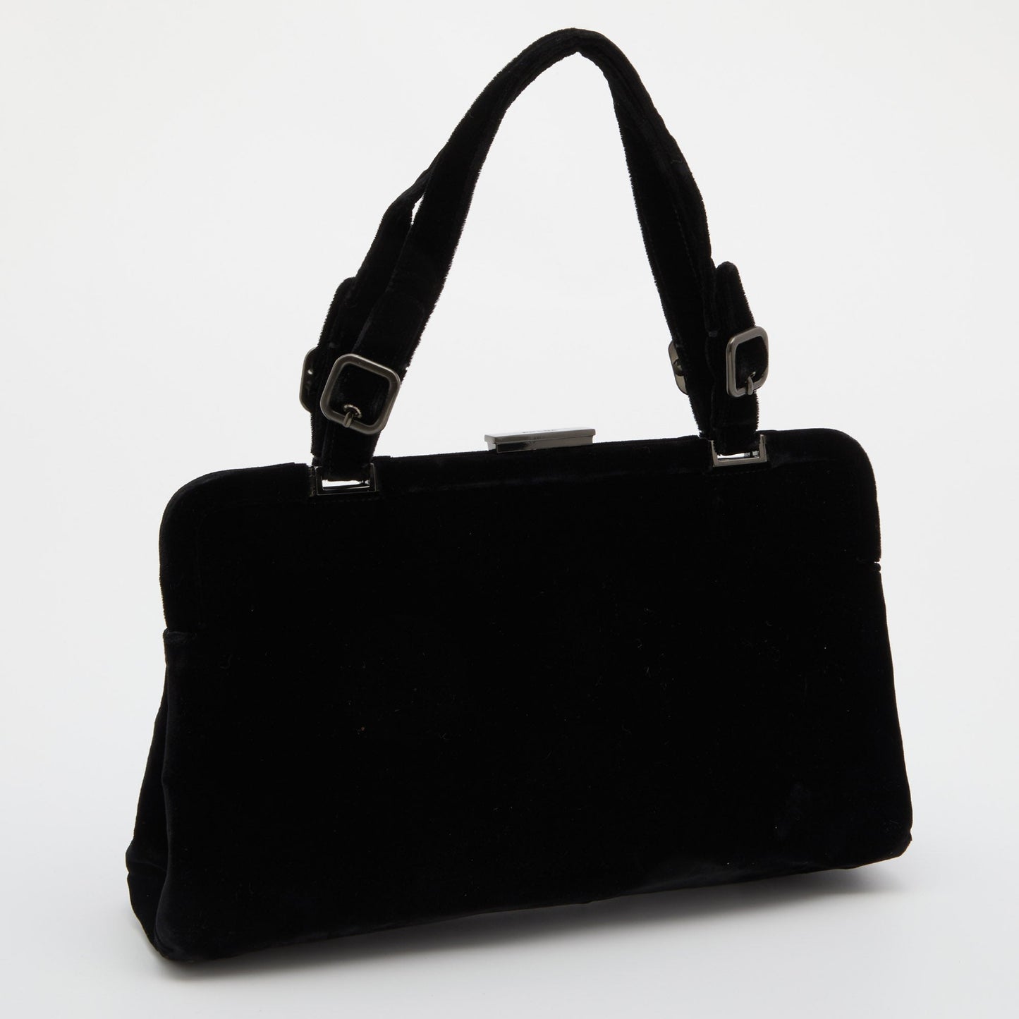 PRADA Black Velvet Frame Satchel