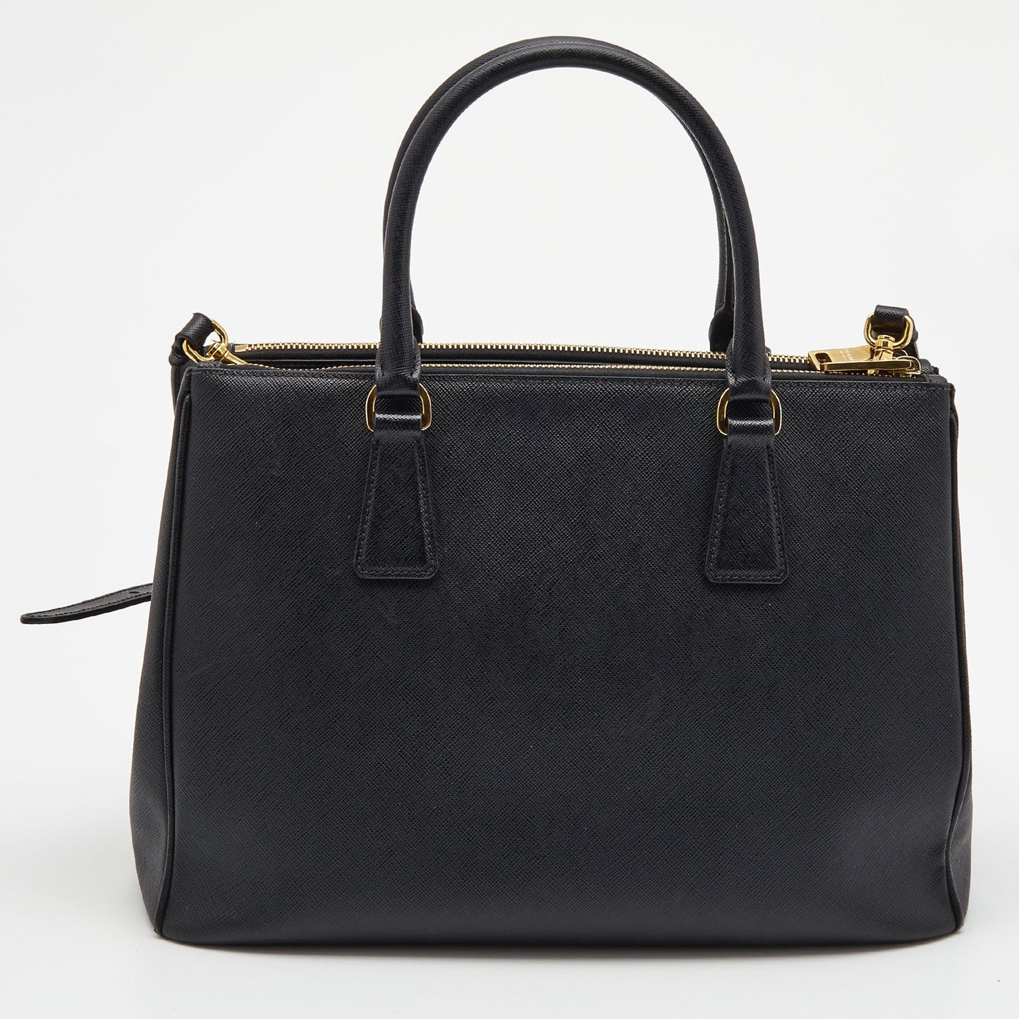 PRADA Black Saffiano Leather Medium Galleria Double Zip Tote