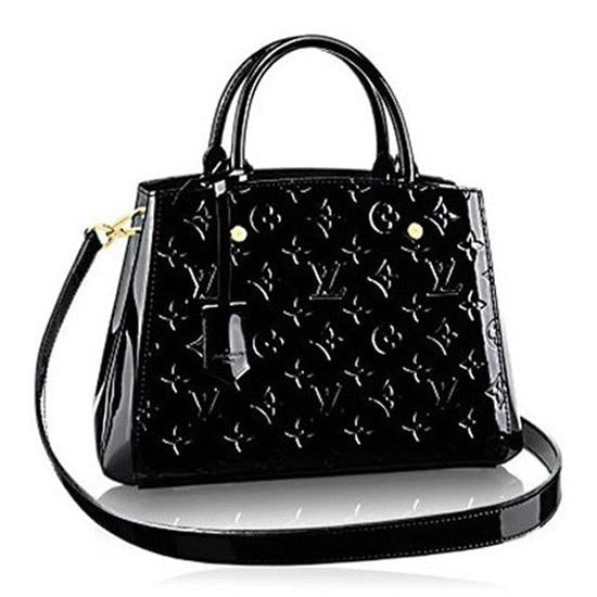 Louis Vuitton Montaigne BB Tote Bag Monogram Vernis Black